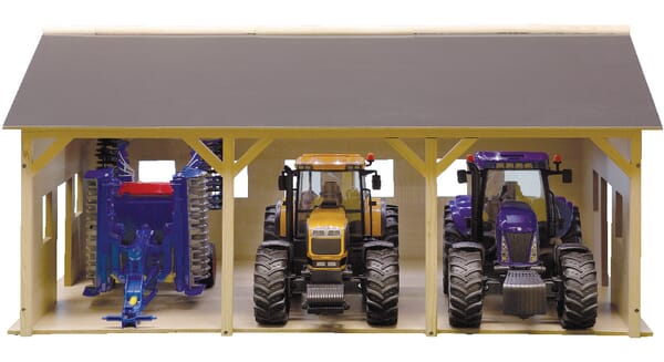 Kids Globe Shed Wood For 3 Tractors 610340
