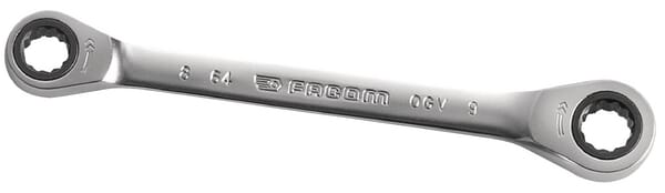 Facom Double Ended Ratchet Spanner 8X9mm, 648X9