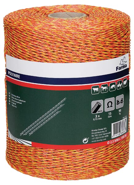 Farma Polywire 1,000M 3X0.16 Stainless Steel Wires 704012Fa