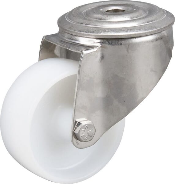 Tente Caster Wheel Swivel, Polyamide Wheel: Diameter 80X34mm, Stainless Steel Single Bolt Hole Load: 150Kg, 8470Uoo080p3013