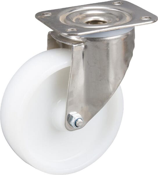 Tente Caster Wheel Swivel, Polyamide Wheel: Diameter 125X40mm, Stainless Steel Plate Fitting: 105X85mm Load: 250Kg, 8470Uoo125p62