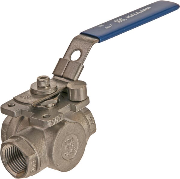 Kramp 3-Way Ball Valve L 1/2" Stainless Steel Bv3l12fss