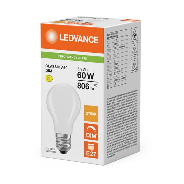 Ledvance Led Lamp 5.9W 827 E27 Cla60d827fg5