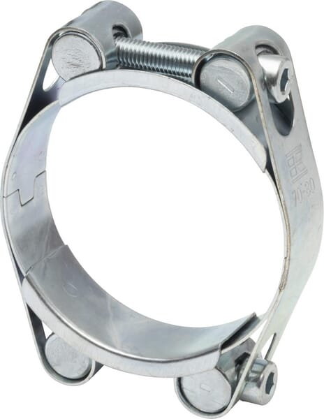 Kramp Hose Clamp, 70-80Mm Double Bolt, Double Band Din912 Zinc Plated Dbhc7080