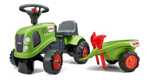Falk Baby Claas Ride-On Tractor With Trailer, Rake And Shovel F212c