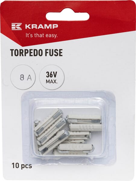 Kramp White Torpedo Fuse Ceramic 8A 36V (X10) Fs10018a