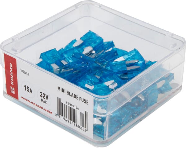 Kramp Blue Mini Blade Fuse 15A 32V (X50) Fs30015a