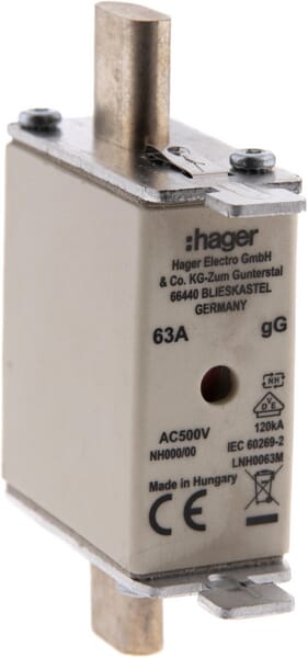 Hager Fuse Standard Blade 500V 63A Lnh0063m