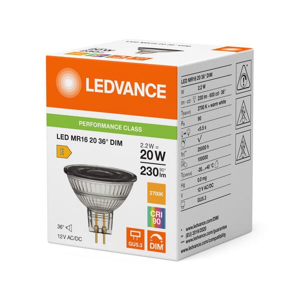 Ledvance Led Lamp 2.2W 827 Gu5.3 Mr1620d927g5