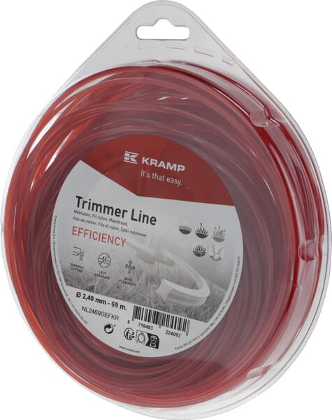 Kramp Red Trimmer Line Diameter 2.4Mm 69M, Square, Efficiency Nl2469sefkr