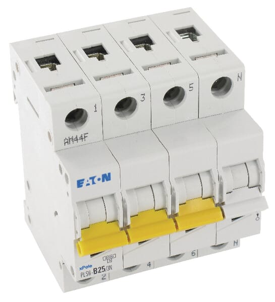 Eaton Miniature Circuit Breaker 25A,3P+N,B Pls6b253n