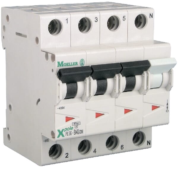 Eaton Miniature Circuit Breaker 40A,3P+N,B Pls6b403n