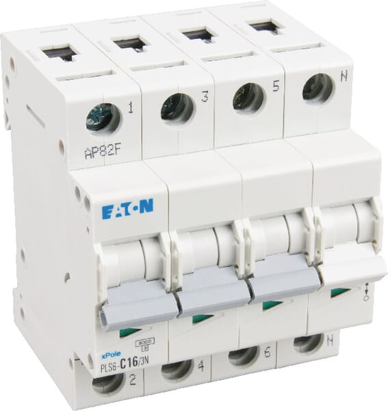 Eaton Miniature Circuit Breaker 16A,3P+N,C Pls6c163n