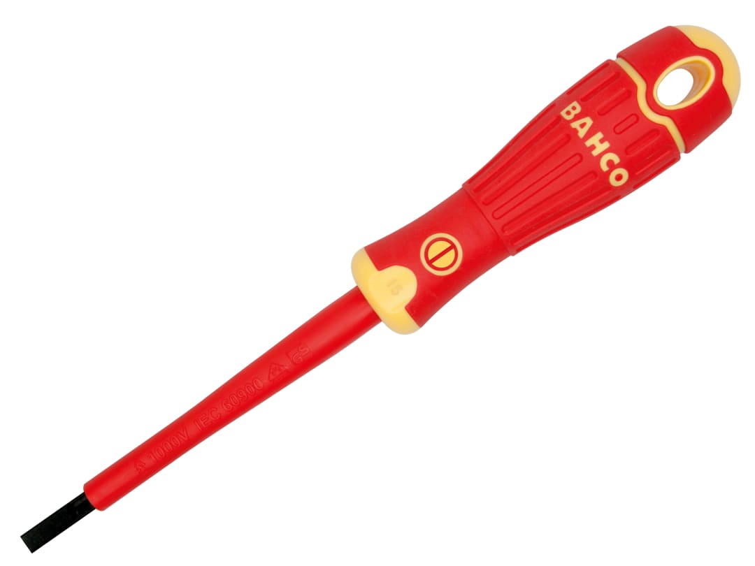 Bahco Black Bahcofit Insulated Slotted Screwdriver 8.0 X 175 Mm B196.080.175