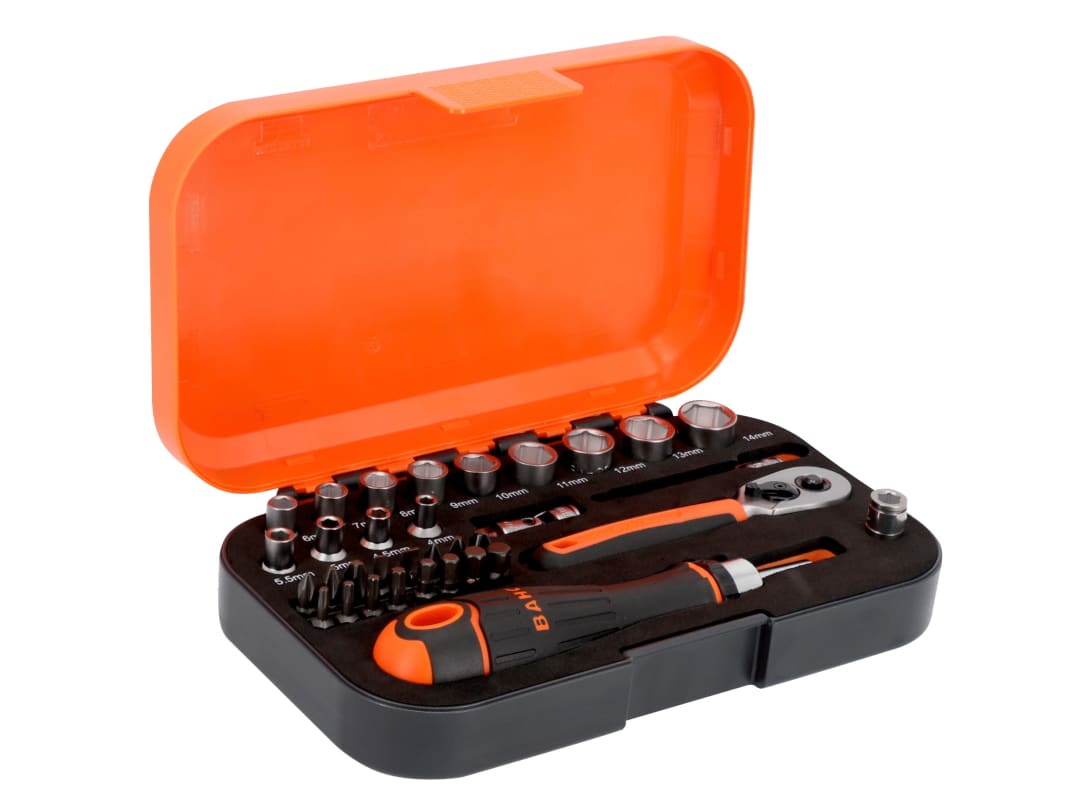 Bahco Men's S34mc8h 1/4In Drive Socket & Bit Set, 34 Piece S34mc8h