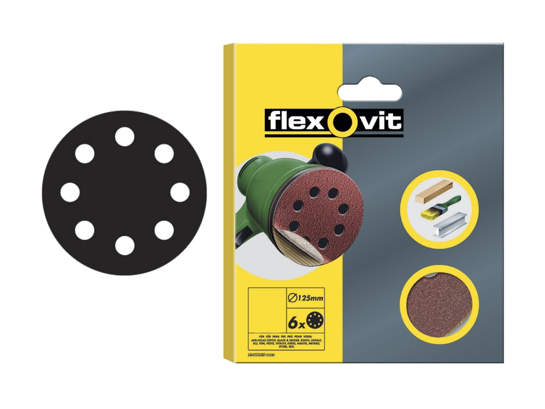 Flexovit Hook & Loop Sanding Disc 125Mm 180G 69957389890