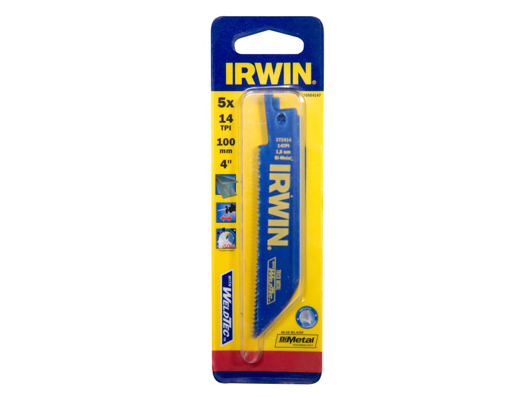 Irwin® Irwin 414R Sabre Saw Blade Metal Cutting 100 Mm 14 Tpi (Pack 5) 10504147