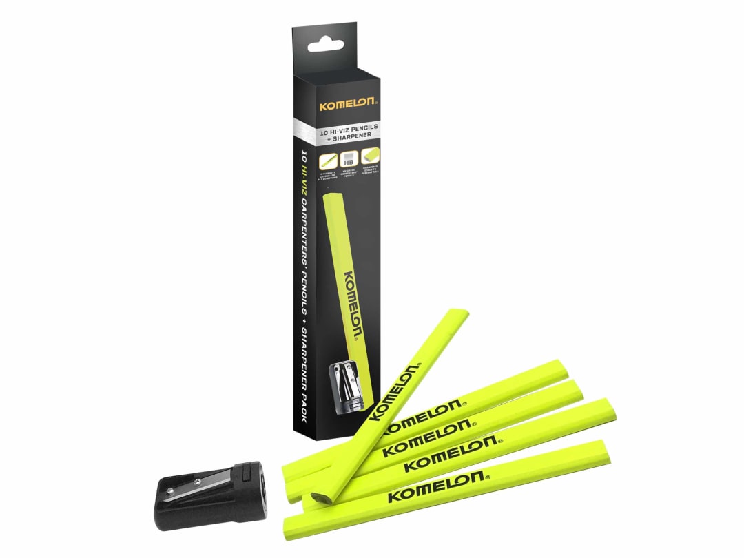 Komelon Hb Carpenter's Pencil And Sharpener Set, 10 Piece Kcpt10