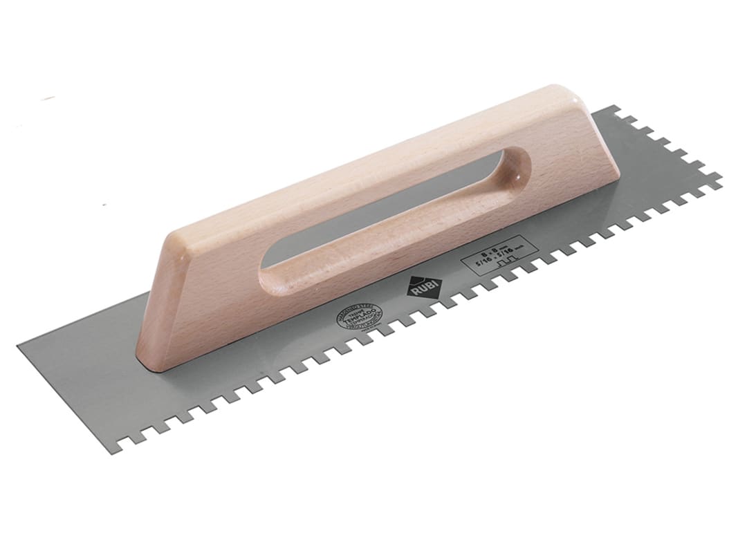 Rubi Tiling Tools Rubi Notched Steel Trowel 19In Wooden Handle 75962