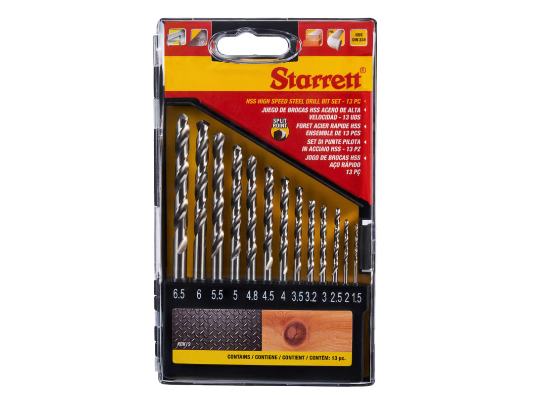 Starrett Hss Split Point Drill Bit Set, 13 Piece Kbk13