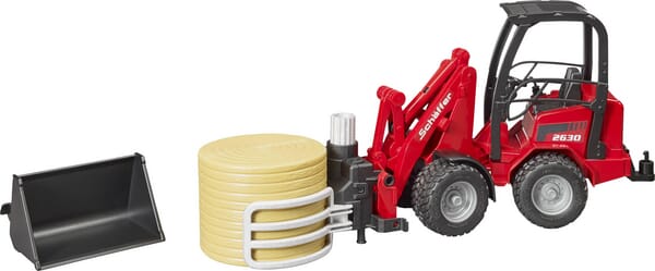 Bruder Schäffer Compact Loader 2630 With Bale Gripper+1 Round Bale U02192