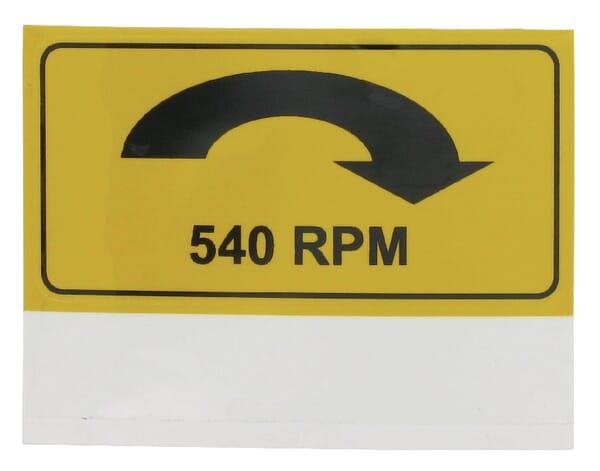 Brady Sticker Warning Sign Pto Shaft 540: 540 Rpm Right 75X38mm Wb000020